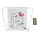 Zocolo white  RPET colouring drawstring bag, animals 