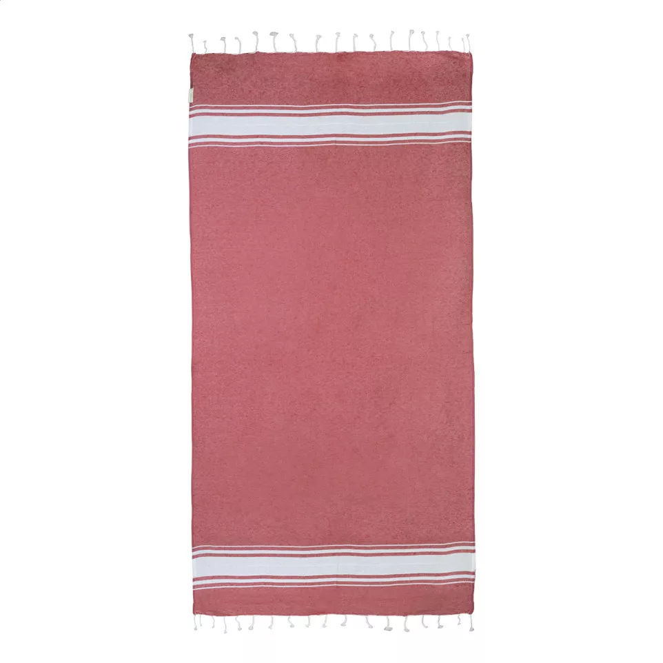 Cancun red  recycled cotton beach towel 