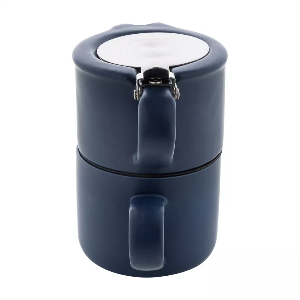 Gongmei donker blauw  theeservies 