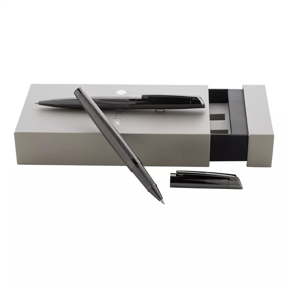 Tissage gris foncé  parure de stylos 
