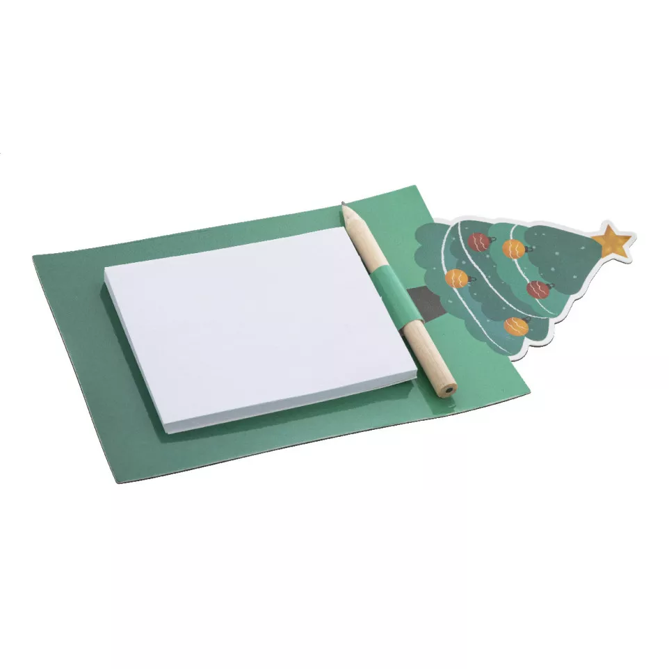 Julliste vert  Magnet bloc-notes sapin 