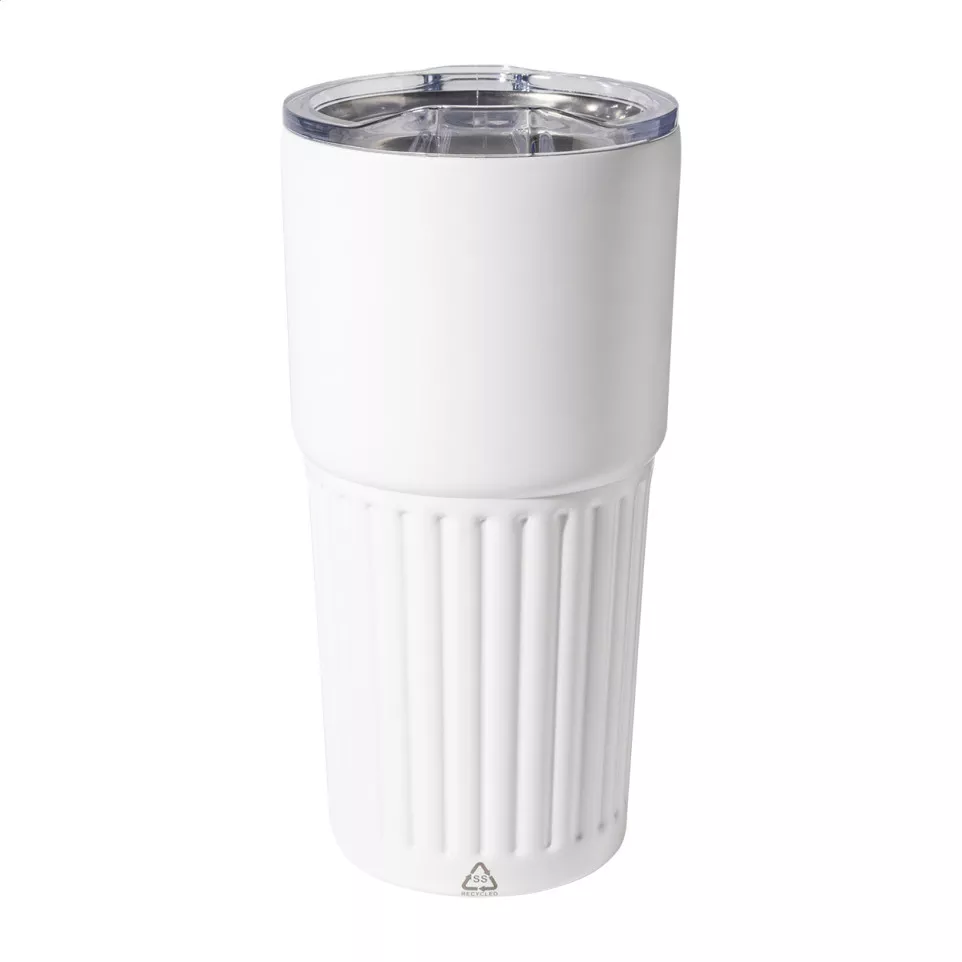 Streaky Tall white  thermo cup 