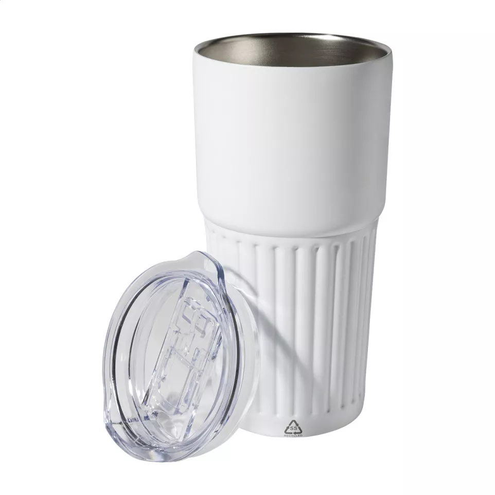 Streaky Tall white  thermo cup 