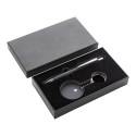 Miroset donker grijs  pen en sleutelhanger set 