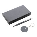 Miroset donker grijs  pen en sleutelhanger set 