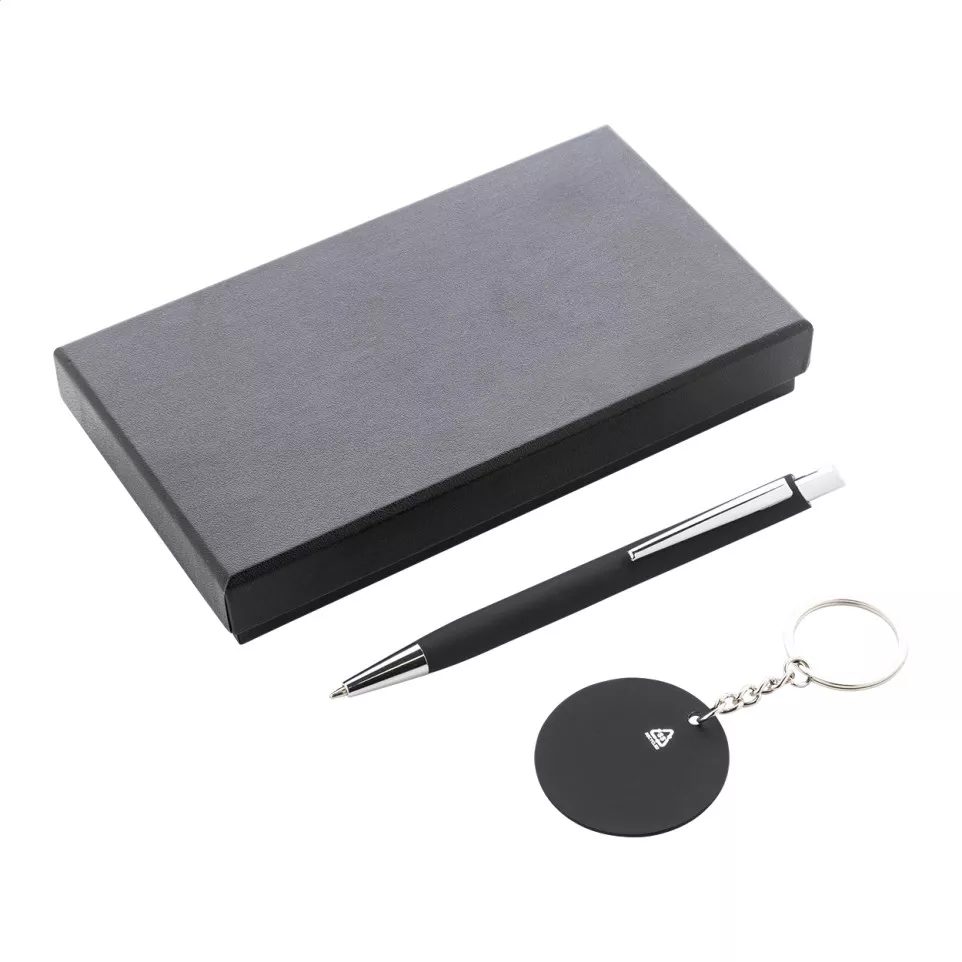 Miroset zwart  pen en sleutelhanger set 