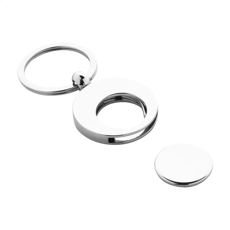 Cromo silver  trolley coin keyring 