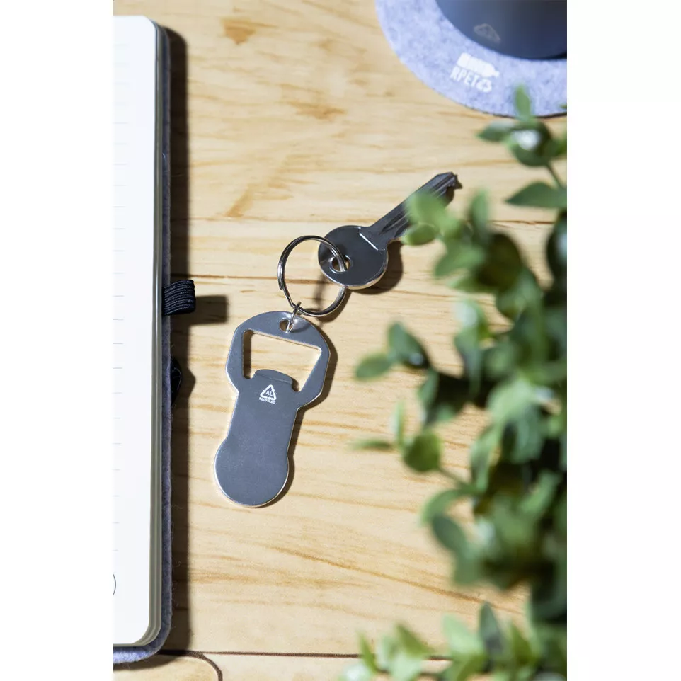 Biropi zilver  flesopener sleutelhanger 