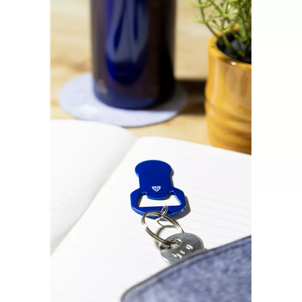 Biropi blauw  flesopener sleutelhanger 