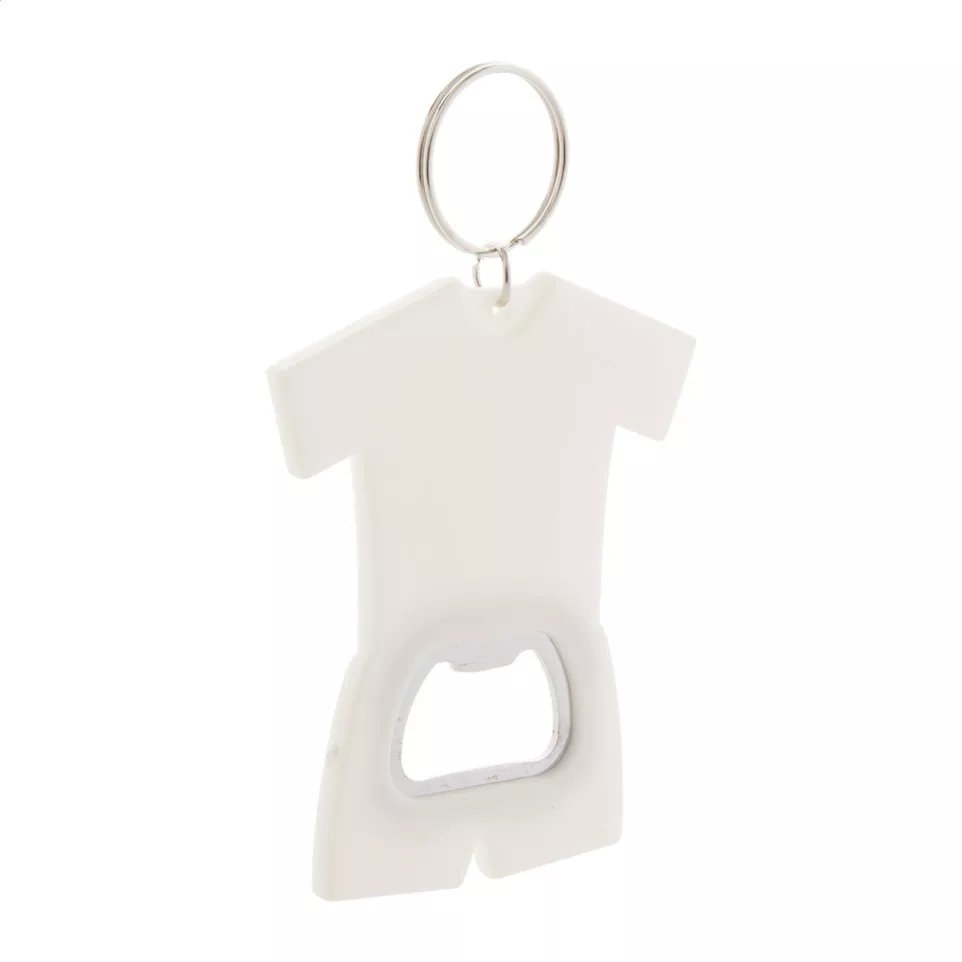 Soccer white  bottle opener keyring 