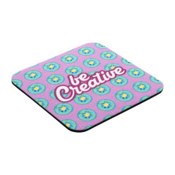 CreaFelt Drink Plus white  RPET felt coaster, square 