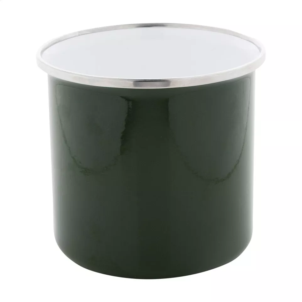 Enavint dark green white enamel mug 