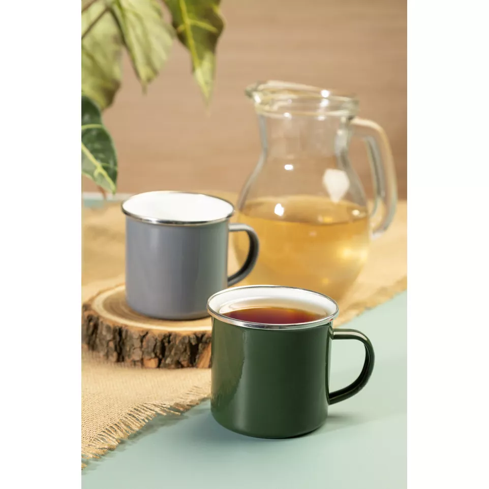 Enavint dark green white enamel mug 