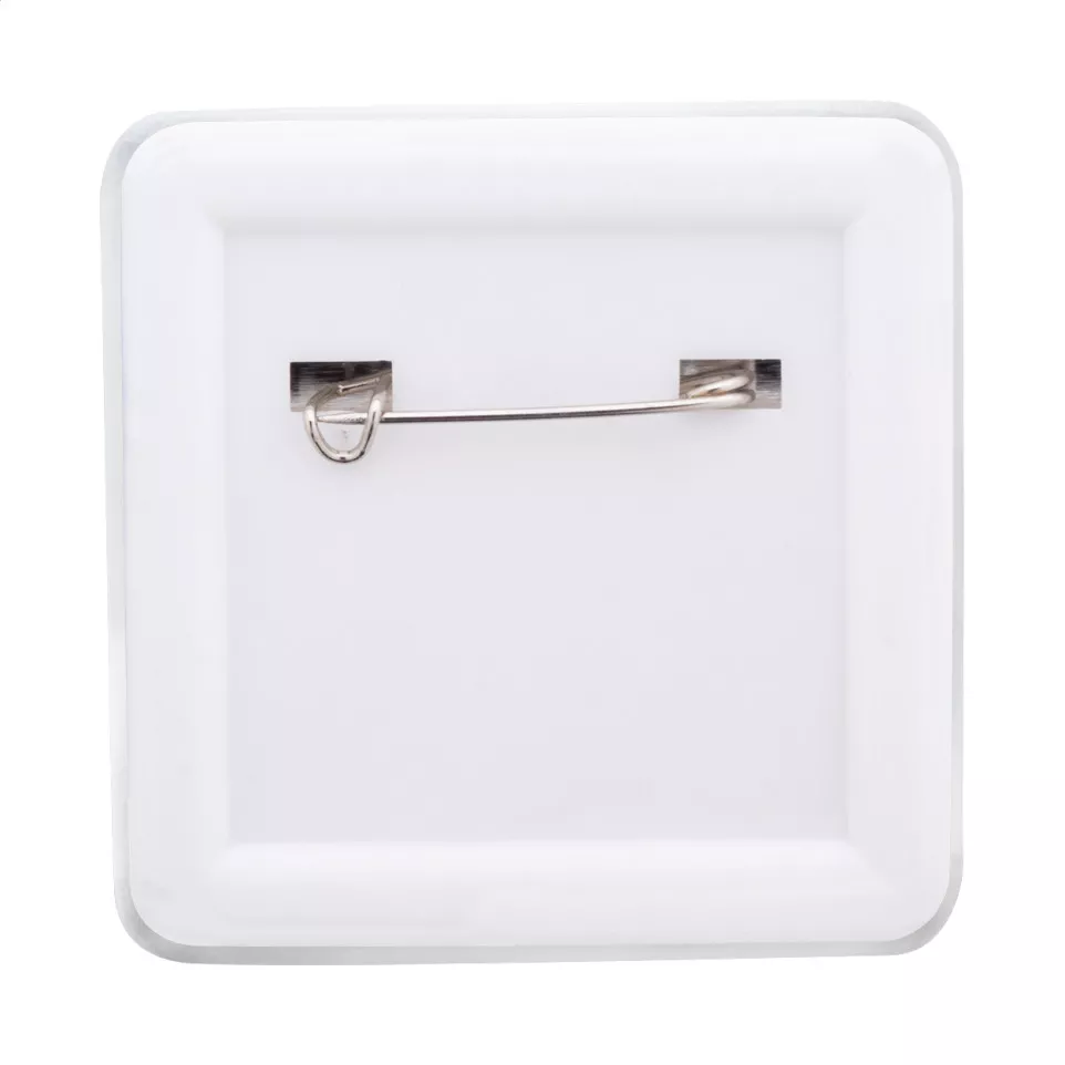 SquareBadge Maxi white  pin button...