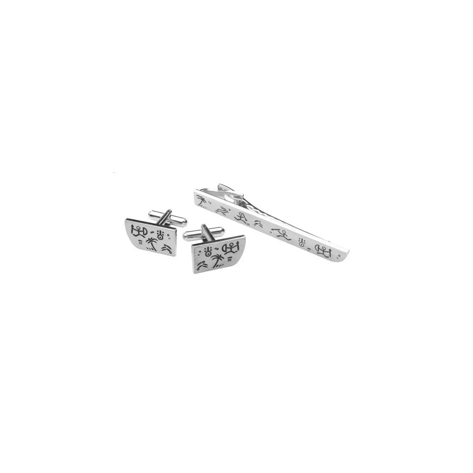 Tahiti silver  cufflink and tie clips...