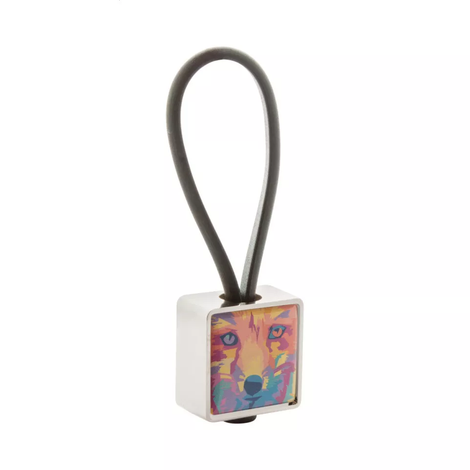 Blocky zilver  sleutelhanger 
