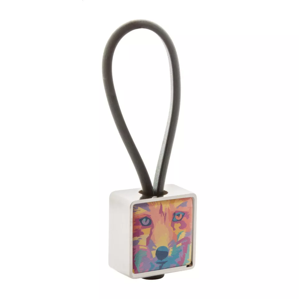 Blocky silver  keyring 