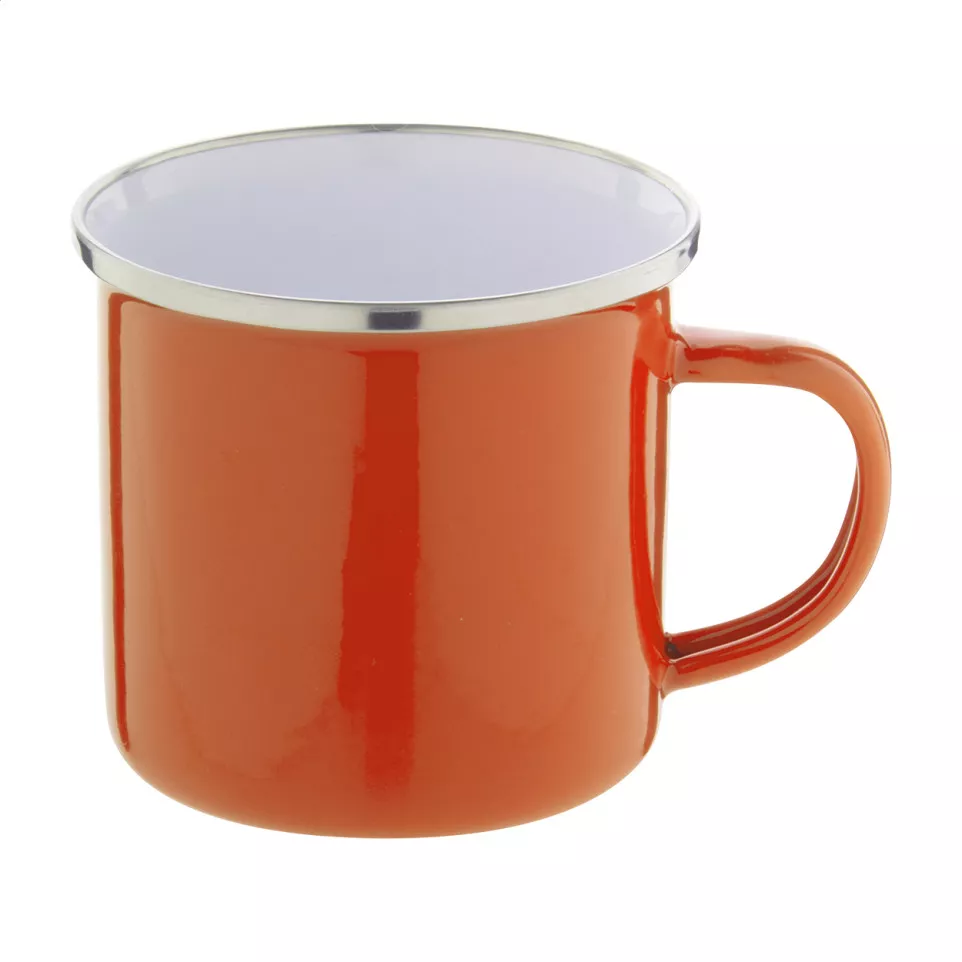 Enavint orange white enamel mug 