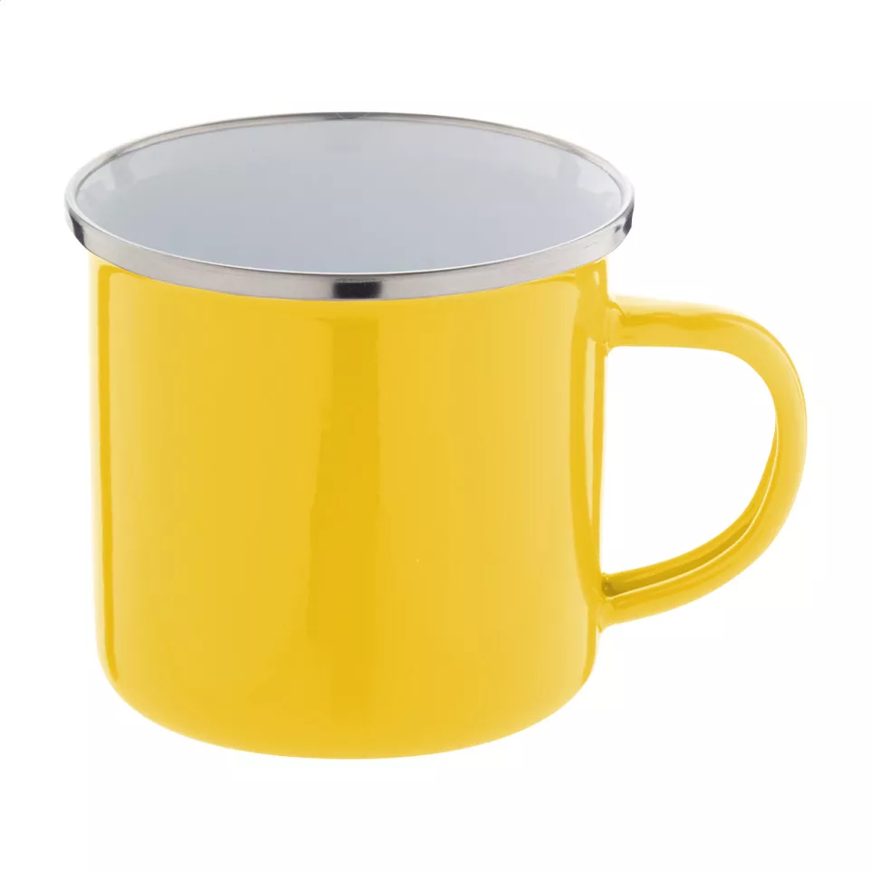 Enavint yellow white enamel mug 