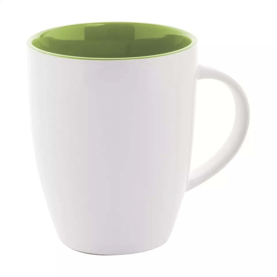 Maia lime green white mug 