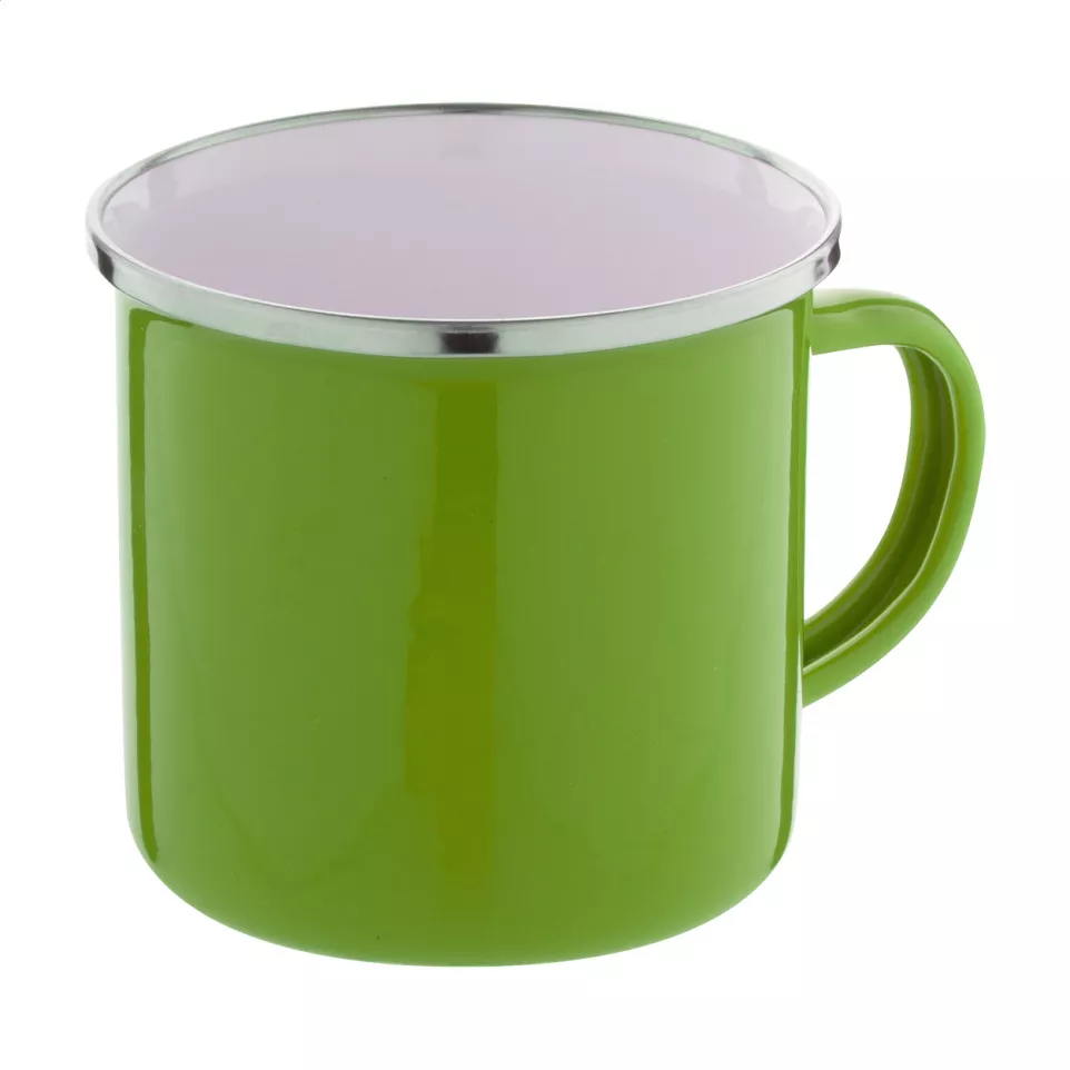 Enavint green white enamel mug 