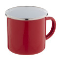 Enavint rood wit emaille mok 