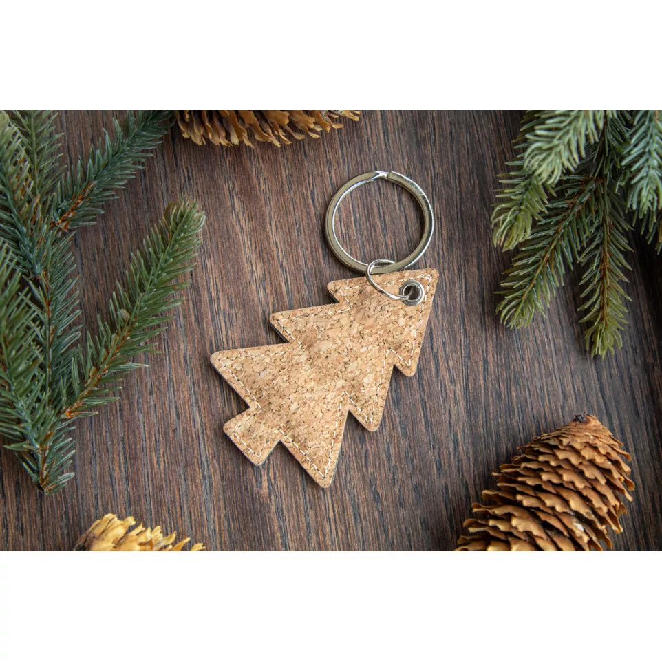Korkki natuurlijk  Kerst sleutelhanger 