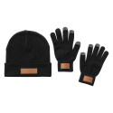Pashen zwart  muts en handschoenen set 