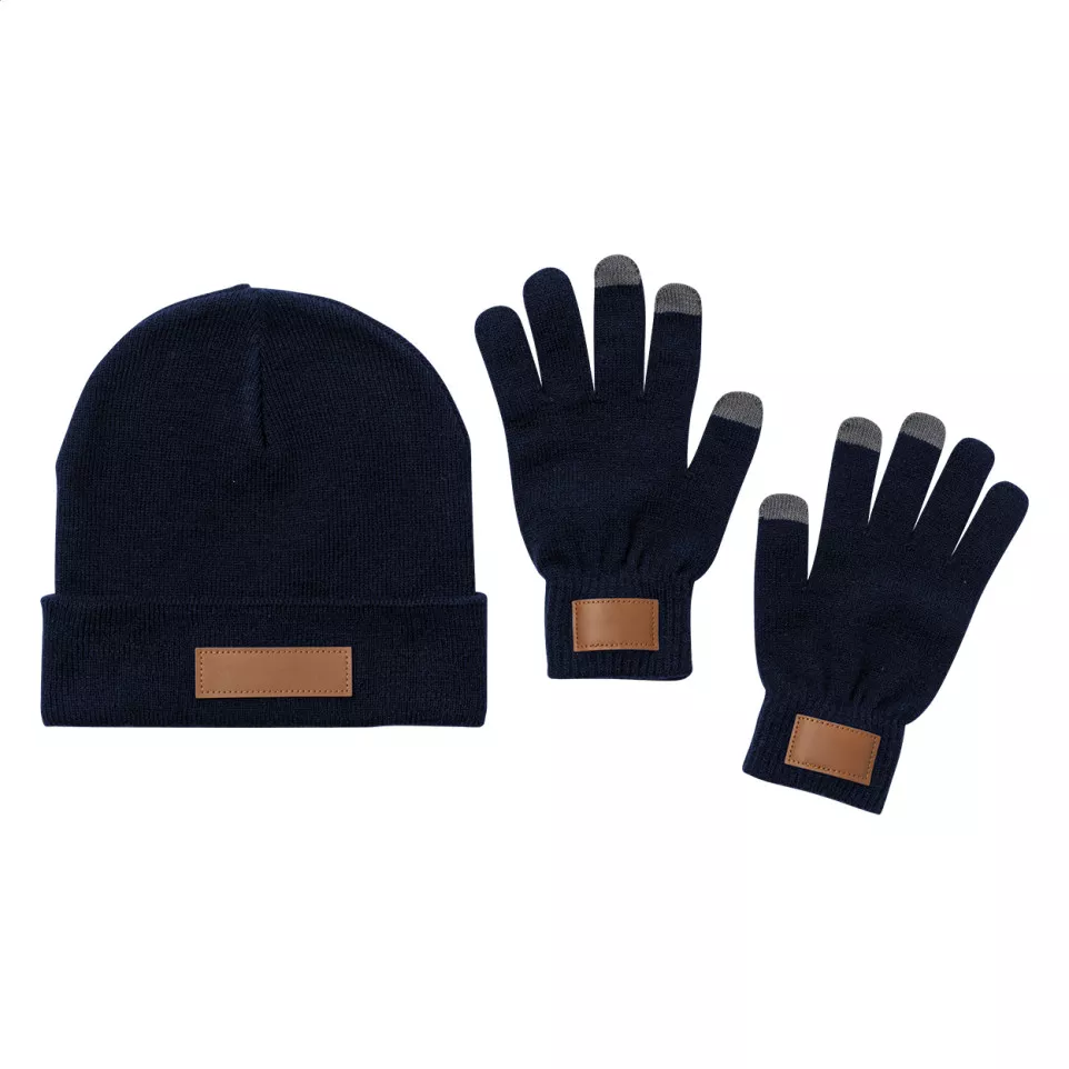 Pashen dark blue  hat and gloves set 