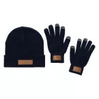 Pashen donker blauw  muts en handschoenen set 