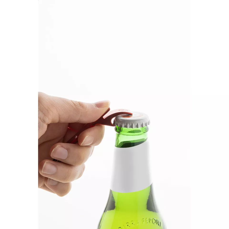 Rallop rood  flesopener sleutelhanger 