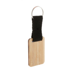 Stropp naturelle noir Porte-clés en bambou, rectangle 