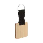 Stropp naturelle noir Porte-clés en bambou, carré 
