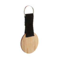 Stropp natuurlijk zwart bamboe sleutelhanger, rond 