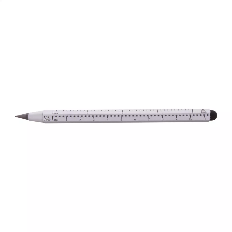 Ruloid zilver  inktloze pen met liniaal 