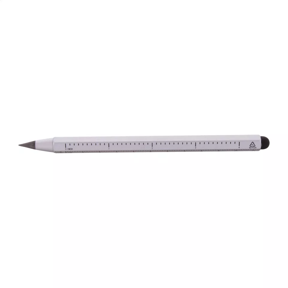 Ruloid zilver  inktloze pen met liniaal 