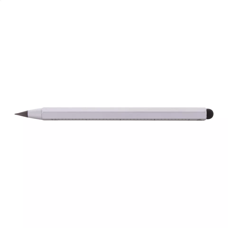 Ruloid zilver  inktloze pen met liniaal 