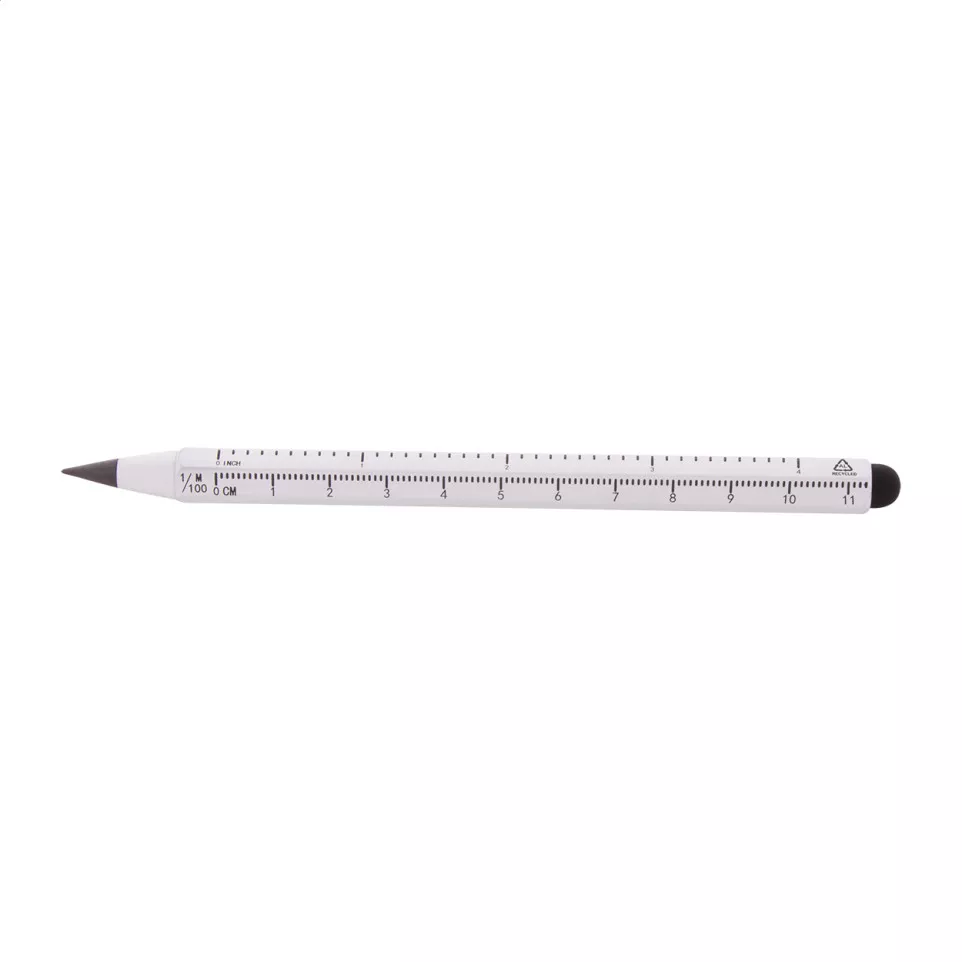 Ruloid zilver  inktloze pen met liniaal 
