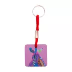 Woody Plus C red natural custom keyring 