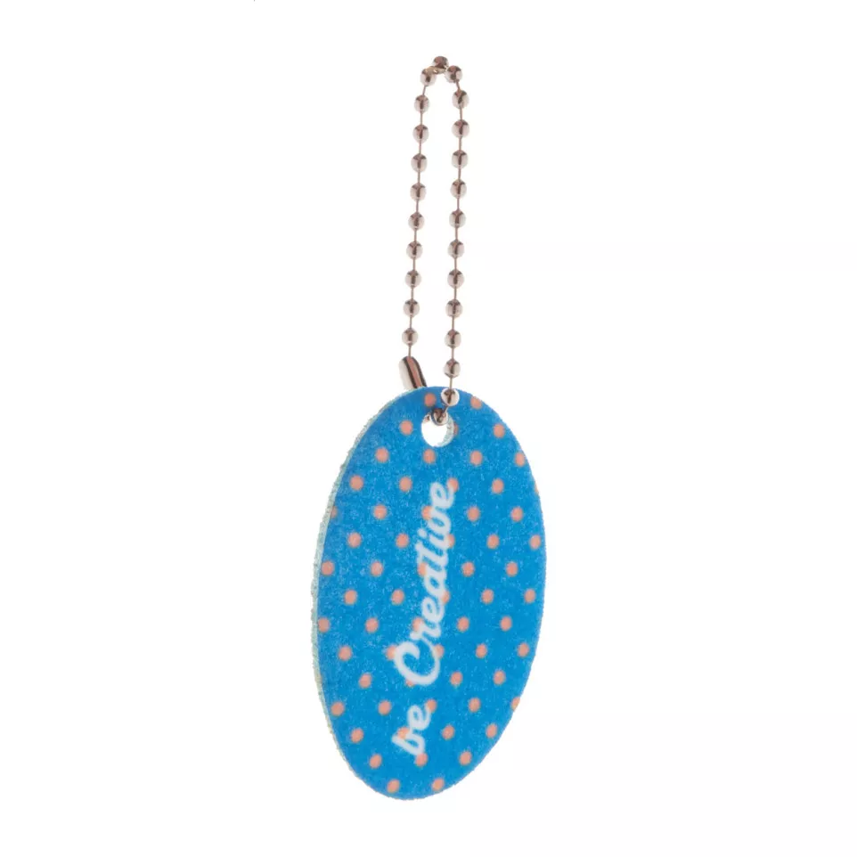 Felty white  custom keyring, oval 