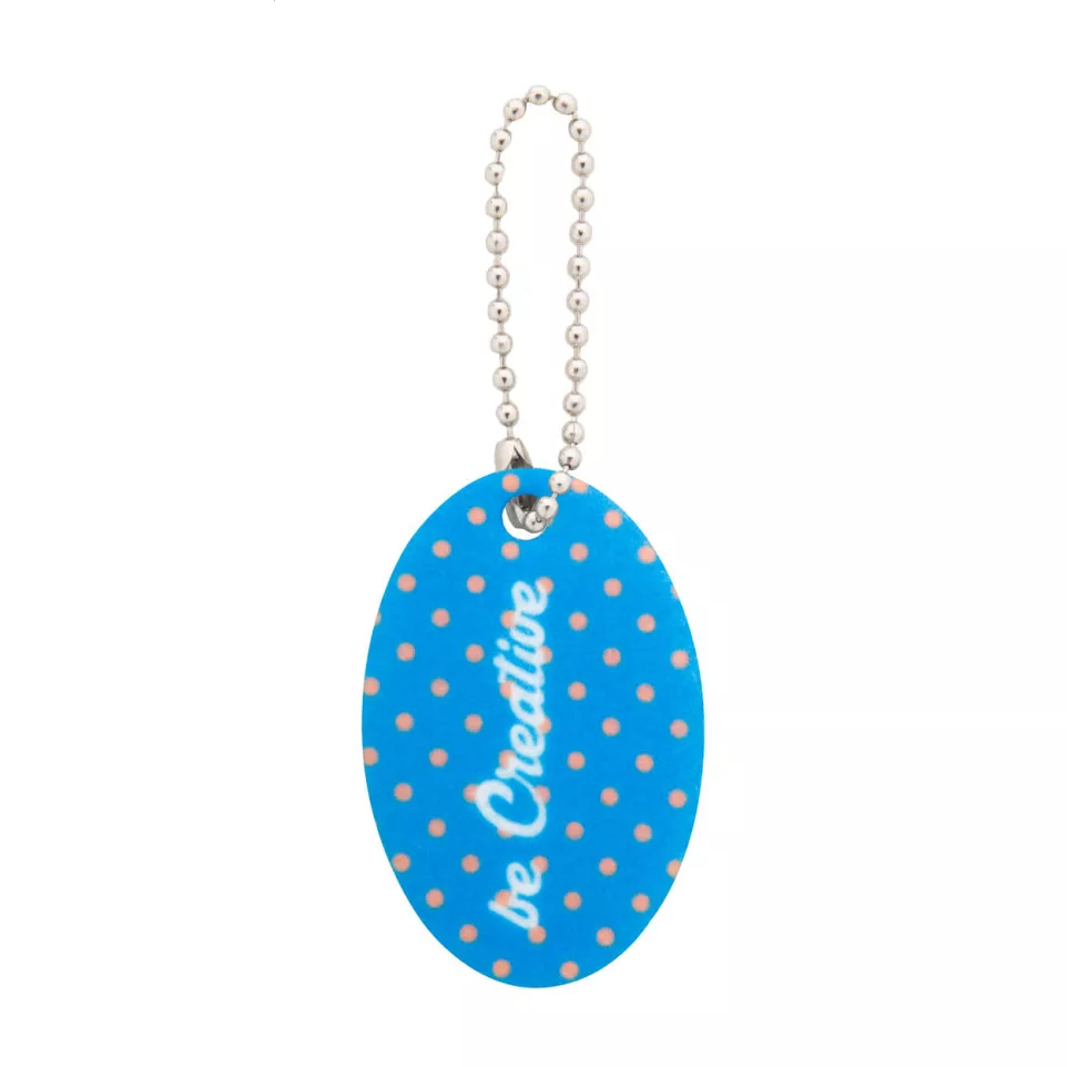 Felty white  custom keyring, oval 