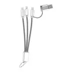 Rashort grijs  sleutelhanger met USB-oplaadkabel 