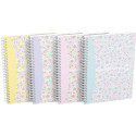 Oxford Floral softcover spiraalschrift, ft A5, 60 vel, geruit 5 mm, 4 geassorteerde designs