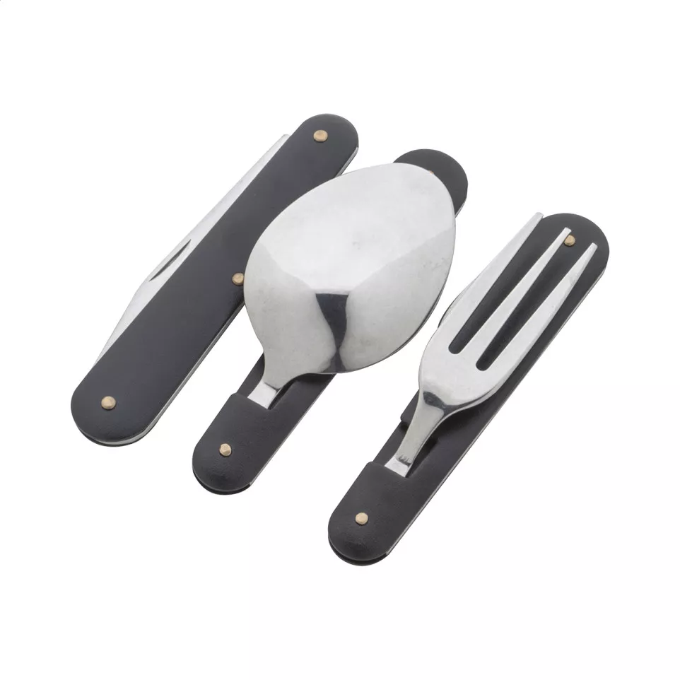 Platoon black  camping cutlery set 