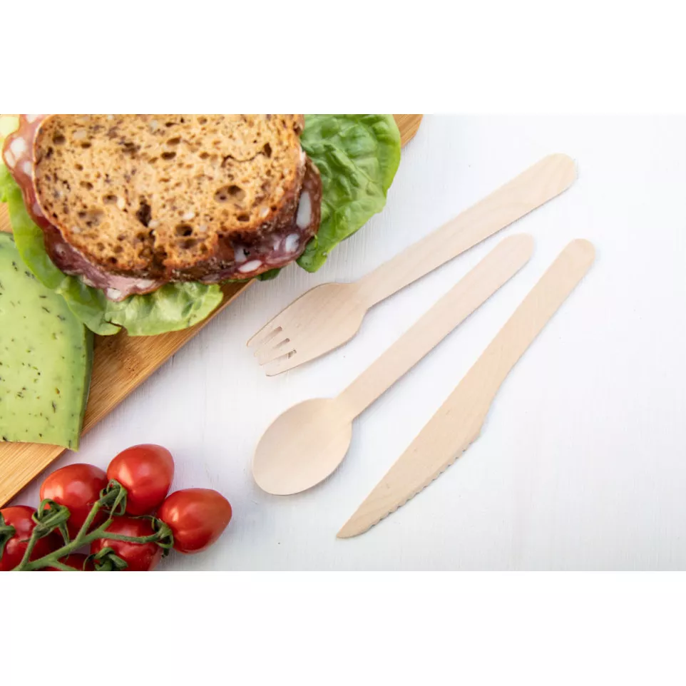 Woolly natural  wooden cutlery, fork 