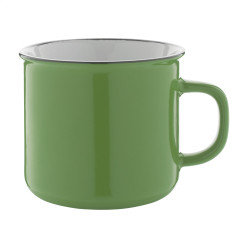 Woodstock green white vintage mug 