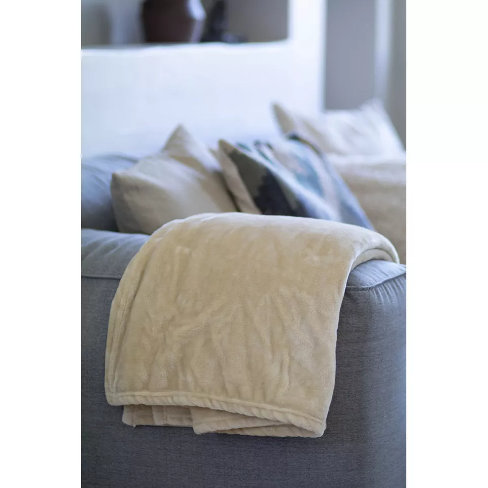 Espoo beige  flanellen deken 