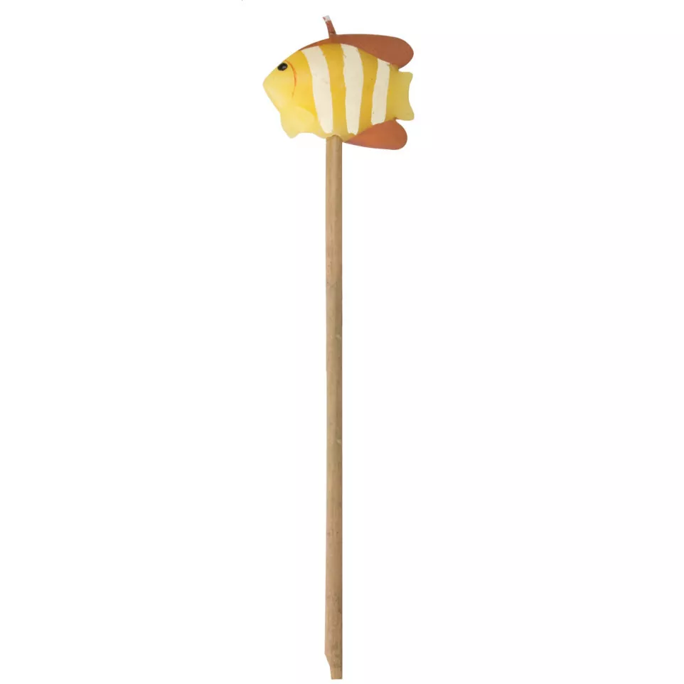 Fish yellow  candle on bamboo 