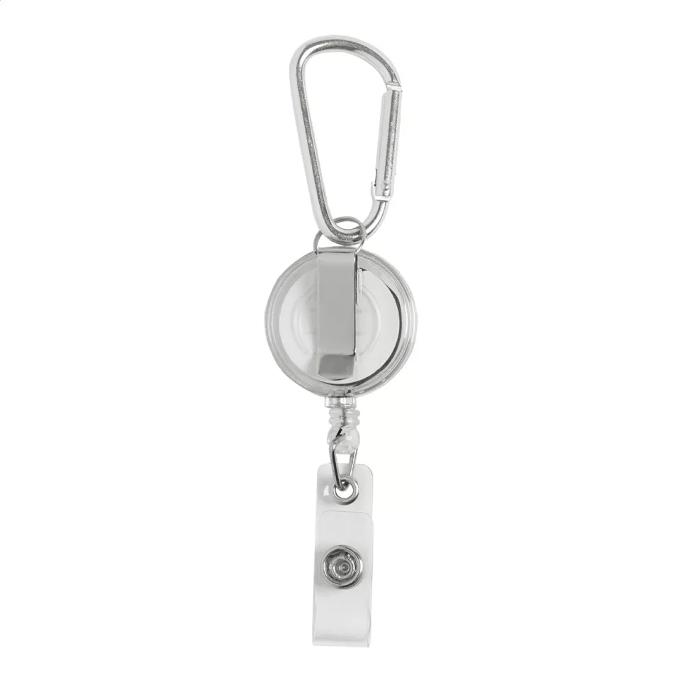 Piste white silver badge holder 