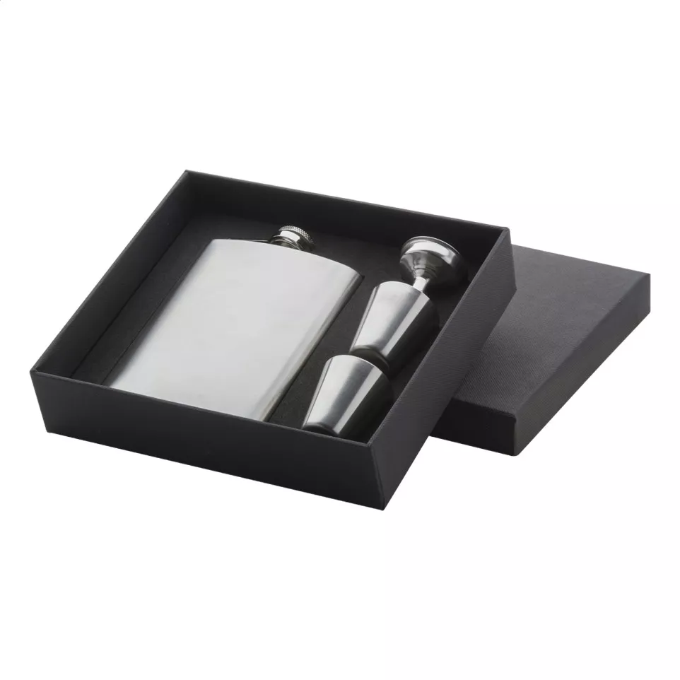 Shackleton silver  hip flask set 